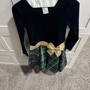 Bonnie Jean Navy and Green Plaid Formal Dress